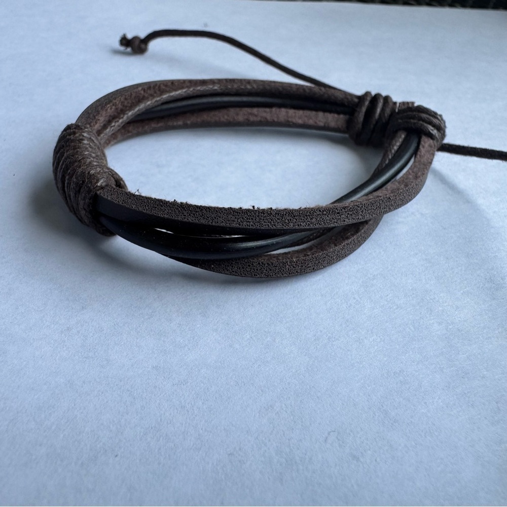 Brown Faux Leather Wrap Bracelet - Picture 2 of 5